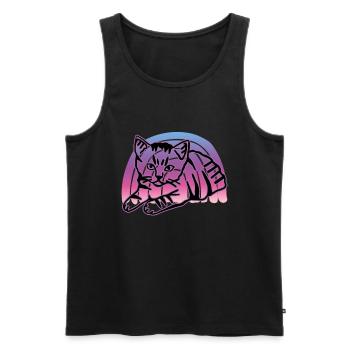 Chat graphique Retro Cat pour les propriétaires de chats - Débardeur bio Premium Homme - noir - Devant - AI Model Male 178 light (178cm)