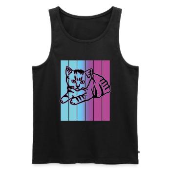 Retro Cat Graphic Cat for Cat Owners - Men's Premium Organic Tank Top - black - Front - Michal (187cm)
