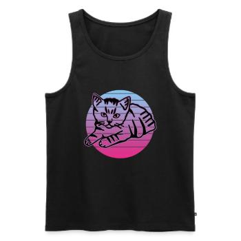 Chat graphique Retro Cat pour les propriétaires de chats - Débardeur bio Premium Homme - noir - Devant - AI Model Male 178 light (178cm)
