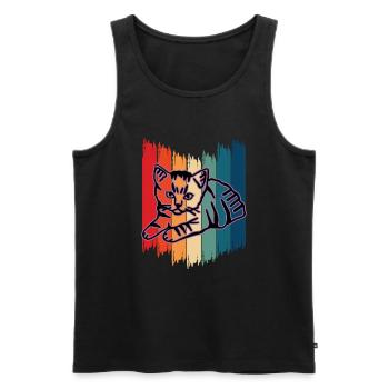 Chat graphique Retro Cat pour les propriétaires de chats - Débardeur bio Premium Homme - noir - Devant - AI Model Male 178 light (178cm)
