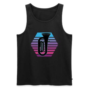 Joueur de tuba Tuba Instrument de musique - Débardeur bio Premium Homme - noir - Devant - Michal (187cm)