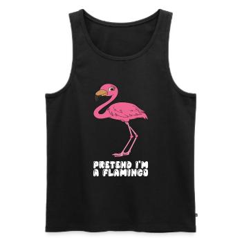 Drôles de graphismes de flamants roses - Débardeur bio Premium Homme - noir - Devant - Michal (187cm)