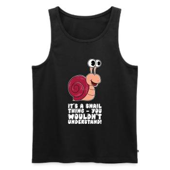 C’est un truc d’escargot - Débardeur bio Premium Homme - noir - Devant - Michal (187cm)