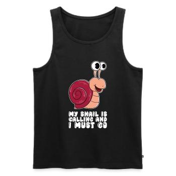 My snail is calling and I have to go - Men's Premium Organic Tank Top - black - Front - Michal (187cm)