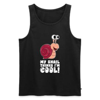 My snail thinks I'm cool - Men's Premium Organic Tank Top - black - Front - Michal (187cm)
