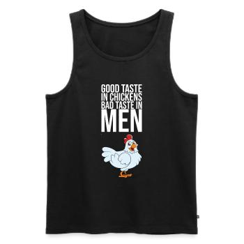 Bon goût chez les poulets Mauvais goût chez les hommes - Débardeur bio Premium Homme - noir - Devant - Michal (187cm)