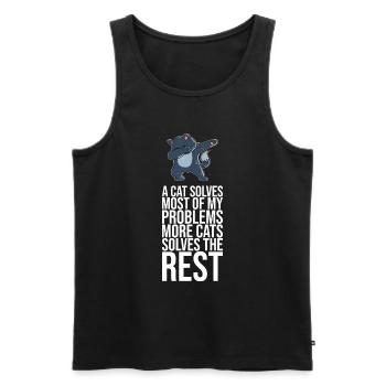 Dabbing Cat Funny Cat - Men's Premium Organic Tank Top - black - Front - AI Model Male 178 light (178cm)