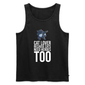 Dabbing Cat Funny Cat - Débardeur bio Premium Homme - noir - Devant - Michal (187cm)
