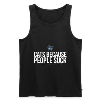 Dabbing Cat Funny Cat - Débardeur bio Premium Homme - noir - Devant - Michal (187cm)