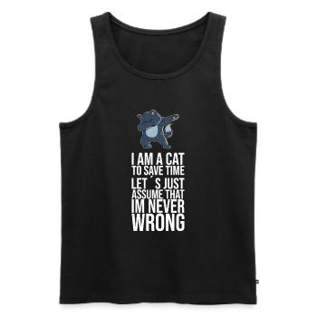 Dabbing Cat Funny Cat - Débardeur bio Premium Homme - noir - Devant - Michal (187cm)