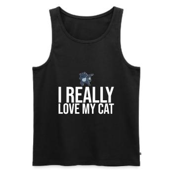 Dabbing Cat Funny Cat - Débardeur bio Premium Homme - noir - Devant - Michal (187cm)