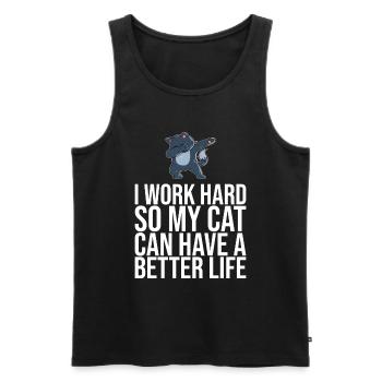Dabbing Cat Funny Cat - Débardeur bio Premium Homme - noir - Devant - Michal (187cm)