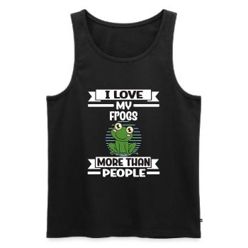 Grenouille J’aime mes grenouilles plus que les gens - Débardeur bio Premium Homme - noir - Devant - Michal (187cm)