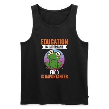 Frog Education Is Important Frog Is More Important - Men's Premium Organic Tank Top - black - Front - AI Model Male 178 light (178cm)