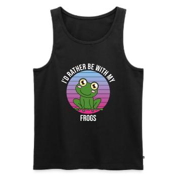 Grenouille Je préfère être avec mes grenouilles - Débardeur bio Premium Homme - noir - Devant - Michal (187cm)
