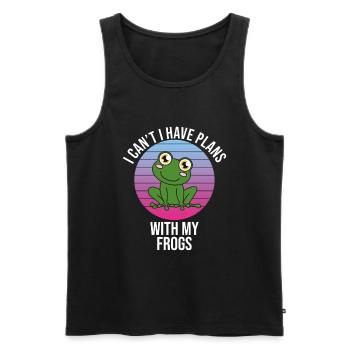 Grenouille Je ne peux pas J’ai des plans avec mes grenouilles - Débardeur bio Premium Homme - noir - Devant - Michal (187cm)