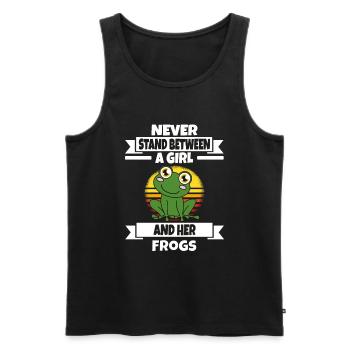 Frog Never Stand Between A Girl And Her Frogs - Men's Premium Organic Tank Top - black - Front - AI Model Male 178 light (178cm)