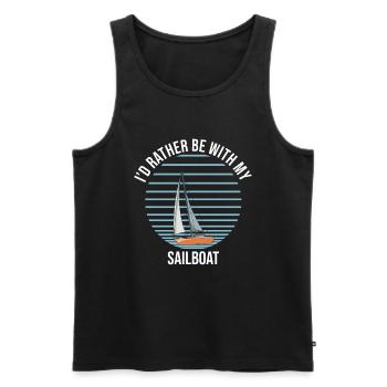 Voilier Je préfère être avec mon voilier - Débardeur bio Premium Homme - noir - Devant - Michal (187cm)