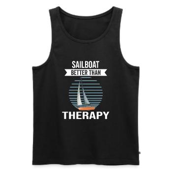 Sailboat Sailboat Better Then Therapie - Männer Premium Bio Tank Top - Schwarz - Vorne - Michal (187cm)