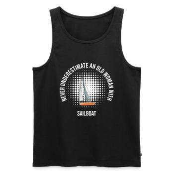 Never Underestimate An Old Woman With Sailboat - Männer Premium Bio Tank Top - Schwarz - Vorne - Michal (187cm)