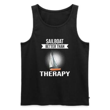Sailboat Sailboat Better Then Therapie - Männer Premium Bio Tank Top - Schwarz - Vorne - Michal (187cm)