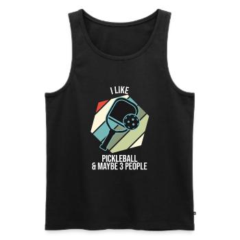 J’aime le pickleball et peut-être 3 personnes - Débardeur bio Premium Homme - noir - Devant - Michal (187cm)