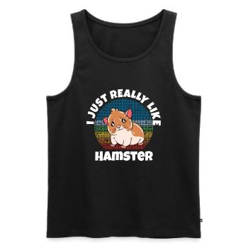 Je préfère être avec mon hamster - Débardeur bio Premium Homme - noir - Devant - AI Model Male 178 light (178cm)
