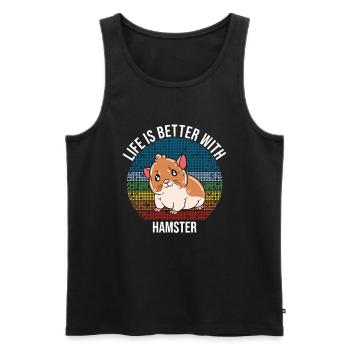 Je préfère être avec mon hamster - Débardeur bio Premium Homme - noir - Devant - AI Model Male 178 light (178cm)
