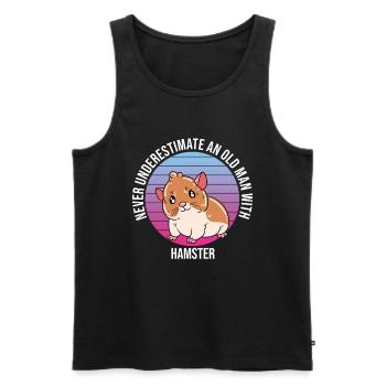 Je préfère être avec mon hamster - Débardeur bio Premium Homme - noir - Devant - AI Model Male 178 light (178cm)