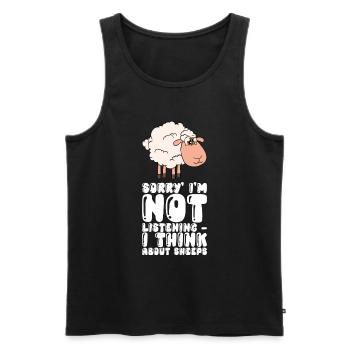 I'm not listening, I'm thinking of sheep - Men's Premium Organic Tank Top - black - Front - AI Model Male 178 light (178cm)