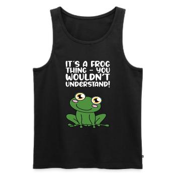 Une grenouille que vous ne comprendriez pas - Débardeur bio Premium Homme - noir - Devant - Michal (187cm)