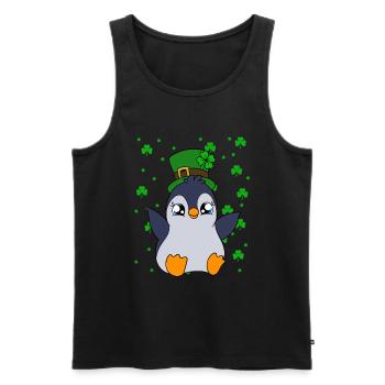 Cute Penguin Shamrocks Saint Patrick's Day Penguin - Männer Premium Bio Tank Top - Schwarz - Vorne - Michal (187cm)