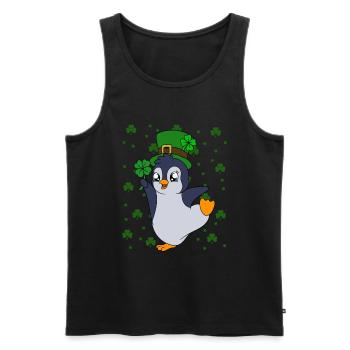 Cute Penguin Shamrocks Saint Patrick's Day Penguin - Männer Premium Bio Tank Top - Schwarz - Vorne - Michal (187cm)