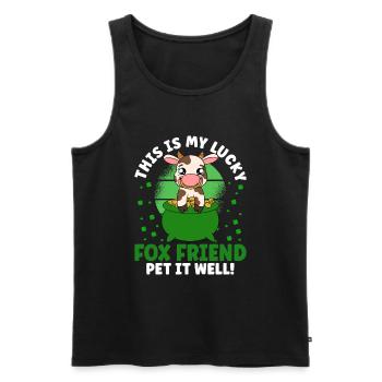 Cute Cow Shamrocks Saint Patrick's Day - Men's Premium Organic Tank Top - black - Front - Michal (187cm)
