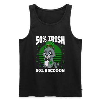 Waschbär Kleeblätter Saint Patrick's Day - Männer Premium Bio Tank Top - Schwarz - Vorne - Michal (187cm)