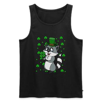 Waschbär Kleeblätter Saint Patrick's Day - Männer Premium Bio Tank Top - Schwarz - Vorne - Michal (187cm)