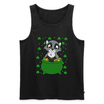 Waschbär Kleeblätter Saint Patrick's Day - Männer Premium Bio Tank Top - Schwarz - Vorne - AI Model Male 178 light (178cm)