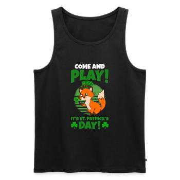 Niedlicher Fuchs Kleeblätter St. Patrick's Day - Männer Premium Bio Tank Top - Schwarz - Vorne - AI Model Male 178 light (178cm)