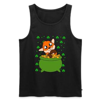 Niedlicher Fuchs Kleeblätter St. Patrick's Day - Männer Premium Bio Tank Top - Schwarz - Vorne - AI Model Male 178 light (178cm)