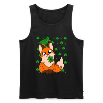 Cute Fox Clover St. Patrick's Day - Men's Premium Organic Tank Top - black - Front - AI Model Male 178 light (178cm)