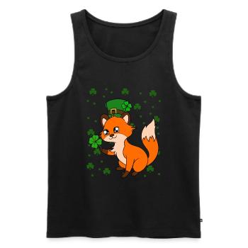 Niedlicher Fuchs Kleeblätter St. Patrick's Day - Männer Premium Bio Tank Top - Schwarz - Vorne - AI Model Male 178 light (178cm)