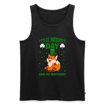 Niedlicher Fuchs Kleeblätter St. Patrick's Day - Männer Premium Bio Tank Top - Schwarz - Vorne - AI Model Male 178 light (178cm)