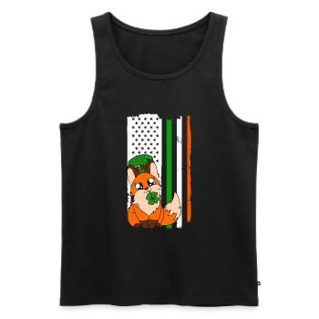 Niedlicher Fuchs Kleeblätter St. Patrick's Day - Männer Premium Bio Tank Top - Schwarz - Vorne - AI Model Male 178 light (178cm)