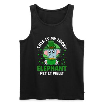 Mignons trèfles d’éléphants Fête de la Saint-Patrick - Débardeur bio Premium Homme - noir - Devant - AI Model Male 178 light (178cm)