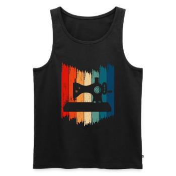 Vintage Sewing Machine Retro Sewing Machine - Men's Premium Organic Tank Top - black - Front - AI Model Male 178 light (178cm)