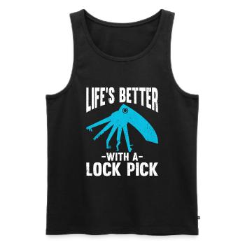 Life's Better With A Lock Pick - Men's Premium Organic Tank Top - black - Front - AI Model Male 178 light (178cm)