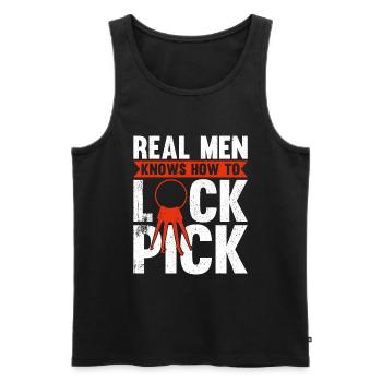 Real Men Knows How To Lock Pick - Men's Premium Organic Tank Top - black - Front - AI Model Male 178 light (178cm)