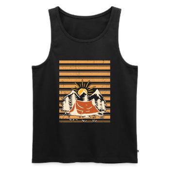 Sonnenuntergang Camping Zelt - Männer Premium Bio Tank Top - Schwarz - Vorne - Michal (187cm)