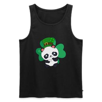 St. Patrick's Day Panda with St. Patrick's Hat - Männer Premium Bio Tank Top - Schwarz - Vorne - AI Model Male 178 light (178cm)