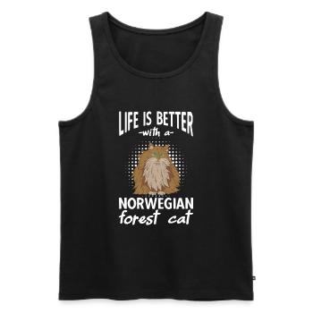 Life Is Better With A Norwegian Forest Cat - Men's Premium Organic Tank Top - black - Front - AI Model Male 178 light (178cm)